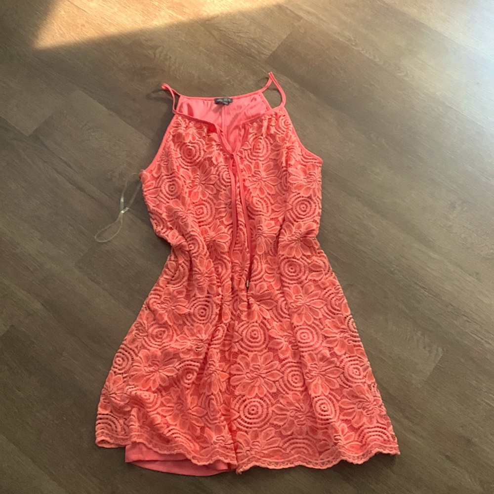 Salmon lace flower dress